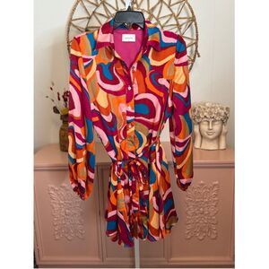 Women's Adrienne Dress, Size S, Pink & Orange